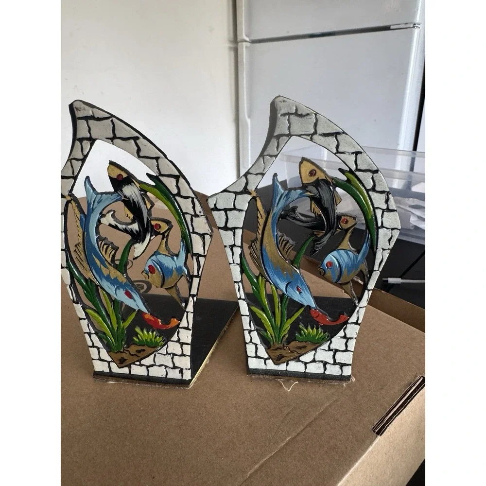 Vintage Bookends 50's Made In Israel Fish Design